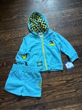 Disney Mickey Mouse Baby Boys Surf Zip up Hoodie & Shorts Set